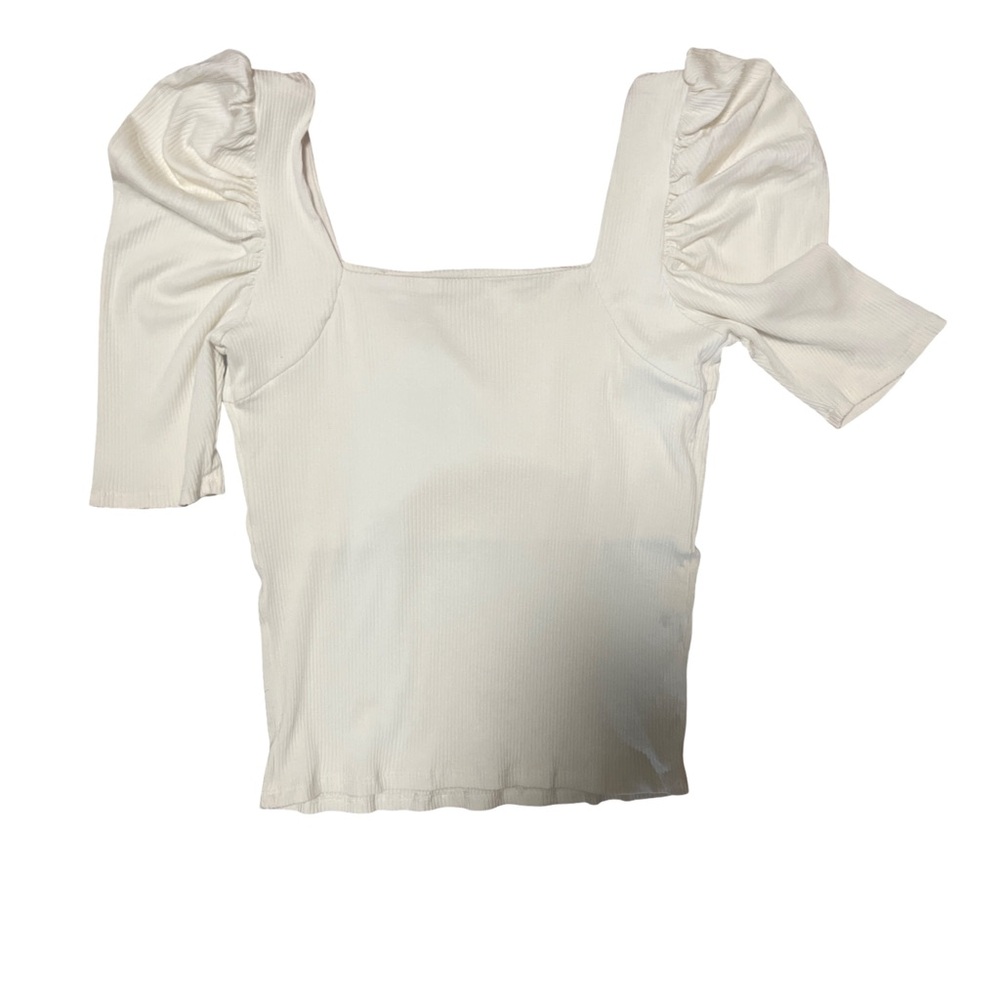 NWT Joe’s Jeans Cream Puff Sleeve Ribbed Top Size small - Picture 4 of 5